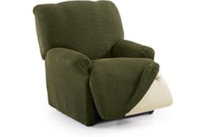 FAVERTI® Funda Super Elástica Sillón Relax Pies Juntos Reclinable de 70 a 90 cm | Modelo NOVELE | Cesped | Protector sillón abatible de Calidad Tejido Jacquard Tacto algodón
