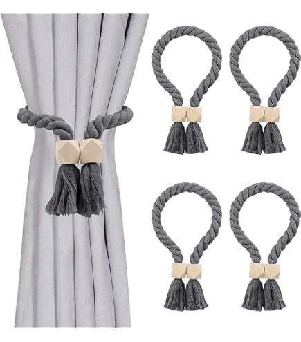Lot De 4 Embrasses De Rideaux Magnétiques Modernes Faites À La Main En Corde Tissée Pratique
