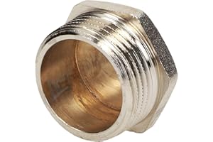 RIAT 3/8" Tapones de latón niquelado, rosca macho, preventor de salida, tapón ciego, tapón de tubería, tapón de sellado, hexágono, M