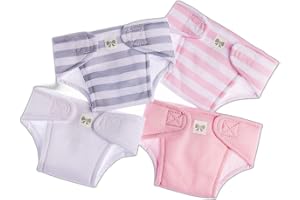 JC Toys - Set med 4 blöjor för handleder från 36 till 43 cm, tvättbara och återanvändbara, flerfärgade rosa, perfekta för spel, designad i Spanien av Berenguer, +2 år (81003)