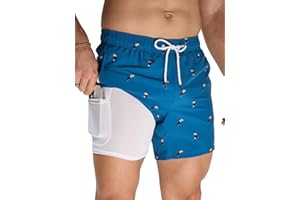 Arcweg Badehose für Herren Badeshorts mit Kompression Liner 2 in 1 Schnelltrocknend Strandhose Männer Elastisch Surf Shorts mit Reißverschlusstaschen