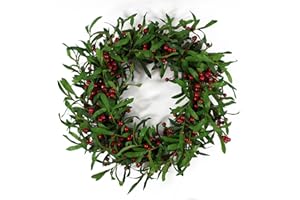 Leaf Design UK Sztuczne girlandy świąteczne, jemioła wieniec z czerwonej jagody, 60 cm