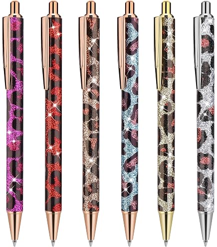 TIESOME 9 Pièces Ballpoint Pens Set, Violet Glitter Métal pour Journalisation à Encre Noire, Stylos Rétractables Cadeau Femmes Filles