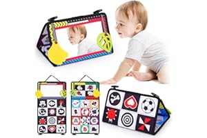Tuaeccki Giochi Neonato 0 3 6 9 12 Mesi Giocattoli a Specchio per Bambini Tappeto Tummy Time Neonati Specchio Montessori per Bambini Bianco e Nero Giocattoli Educativi per Ragazzo Ragazza, Fruit