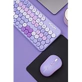 Honeycomb Look Wireless Color Keyboard Mouse Set - Retro, Quiet, Q Turkish Design (Purple)