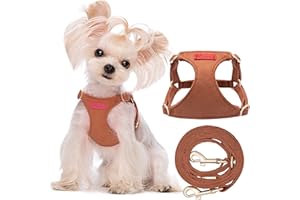 Puppytie Pettorina per Cani di Piccola Taglia - Guinzaglio per Cani Multifunzione, Leggera, Morbida, Regolabile, Senza Soffocamento, a Prova di Fuga per Animali Domestici - Marrone, XS, 2-5 kg