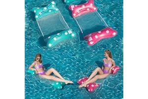 THT 2 Pack Pool Inflatables,Hot Tub Hammock,4 in 1 Swimming Pool Hammock Water Hammock, Portable Pool Float Lounge Chair Inflatable for Adults Pools Hot Tub Beach Summer (Blue+Red)