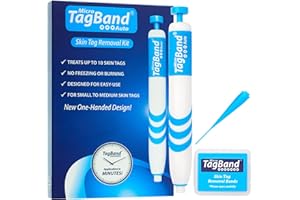Auto Tagband Skin Tag Removal Kit, Fast Effective & Safe Remover Small/Medium Skintags (2mm-4mm) on Face Hard Reach Areas, Onehand Application Home Minutes, Includes Pen + 10 Bands