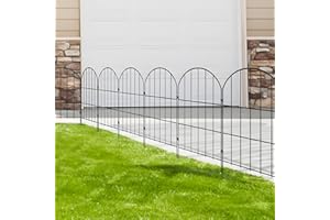 Thealyn Dekoracyjne ogrodzenie ogrodowe 61 cm wys. x 33 cm szer. (25 paneli, długość całkowita 8,2 m), metalowe ogrodzenie bez kopania, ogrodzenie zewnętrzne, ogrodzenie graniczne, ogrodzenie dla psa,