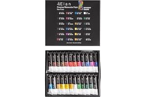 Elan Set Acquerelli Professionali, 24 Acquerelli in Tubetto da 12ml, Set Colori per Dipingere, Watercolor Set, Kit Colori Acquerello Professionali