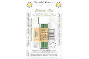 SUGARFLAIR COLOURS Sugarflair Blossom Tint Moss Green Food Colouring and Dusting Powder, Matt Finish, Brush On or Mix with Rejuvenator Spirit to Create a One of A Kind Cake - 7ml