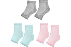 frcolor 3 pares de calcetines gel talón talón – Vendaje espolón calcáneo para talón Calcetines hidratantes de algodón
