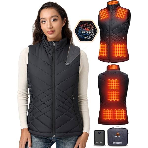 BIAL Verwarmde Bodywarmer voor Dames, Verwarmd Vest met 7,4V Snelladen 16000mAh Batterijpakket, Verwarmde Kleding Lichtgewicht Bodywarmer Verwarmde Jas Elektrisch Verwarmd Vest voor Dames Vrouwen