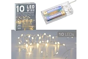 CEPEWA Catena luminosa con micro fili, a forma di stella, colore bianco caldo, argento, a batteria, illuminazione natalizia (1 x 10 LED micro fili)