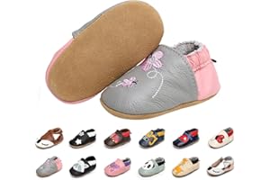 EDOTON Chaussures Bébé Fille Premiers Pas Souples en Cuir Suédé - Dessin Animé 0 à 24 Mois