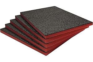 Shadow Foam Easy Peel (600 mm x 420 mm), schiuma personalizzabile per organizzare cassette degli attrezzi (Confezione da cinque (Profondità 30mm), Nero su rosso)