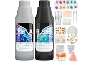 Kit Inicial Resina Epoxi Resiners 1L Resina transparente como cristal, alto brillo, no amarillea, sin burbujas. Incluye moldes, calcomanías. Ideal para fundición, joyería, manualidades DIY.