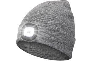 Abbicen Beanie Hat with Light Unisex Winter Headlight Hats LED USB Rechargeable Torch Cap Headlamp Flashlight Head Gift for Women Men