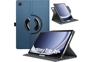 TiMOVO Coque Rotative pour Samsung Galaxy Tab A9+/A9 Plus 11" 2023 SM-X210/X216/X218, Couvercle de Support Rotatif à 90 Degrés pour Tablette Galaxy Tab A9+ Veille Automatique, Bleu Jean