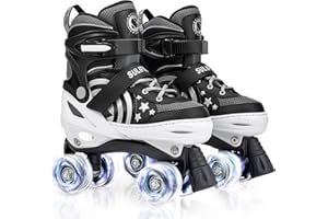 SULIFEEL Rainbow Unicorn Roller Skates Patins à roulettes Réglable Roues LED spéciales, Rollers Quad Amusants pour Enfants, Femmes et File…
