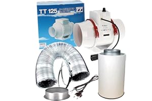 SUPACROP Belüftungsset, 100 mm, 125 mm, 150 mm, für Kulturraum, mit Abluftventilator und Aktivkohlefilter