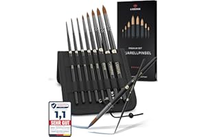 ‎LIEBERGE LIEBERGE Premium Aquarellpinsel – 8 Pinsel aus hochwertigem Synthetik-Zobelhaar – Aquarellpinsel Set ohne Haarverlust beim Malen | Watercolor Brush (8 Pinsel Synthetik-Zobelhaar)