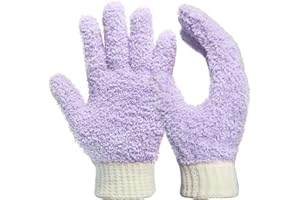 JITNGA 1 Paar Mikrofaser Staubhandschuhe Waschbare Wiederverwendbare Reinigungshandschuhe Handschuhe Für Frauen Küche Hausreinigung (Helllila)
