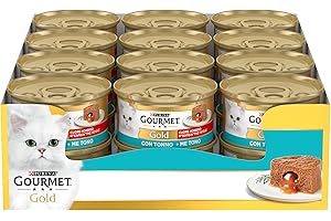 GOURMET Gold Cuore Morbido Cibo Umido per Gatti Adulti con Tonno 24 Lattine da 85g