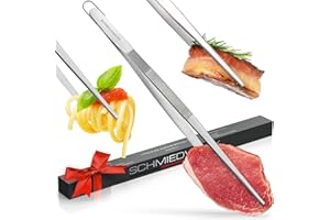 SCHMIEDWERK Grillzange Edelstahl 45cm - Grillen | Kochen | Backen - Kochpinzette lang mit Hängeöse als Küchenhelfer