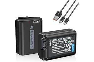 ENEGON NP-FW50 batterie rechargeable 2 Pack 1500mAh avec câble de Charge USB-C 2 en 1 pour Sony ZV-E10, A6000, A6500, A6300, A6400, A7, A7II, A7RII, A7SII, A7S, A7R, A55, A5100,A5000, A3000, A55, RX10
