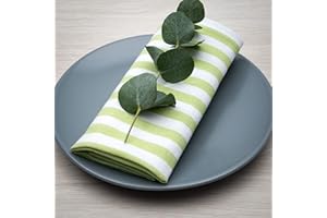 FILU Servietten 8er Pack Hellgrün/Weiß gestreift (Farbe und Design wählbar) 45 x 45 cm - Stoffserviette aus 100% Baumwolle im skandinavischen Landhausstil