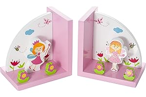 Mousehouse Gifts Wood Bookends, Pink Fairy, 2 Pieces, For Children's Room or Nursery