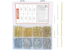 ZWFSDM 820 szt. Gwoździe ściennym, okrągłogłowe drewniane gwoździe, zawieszanie obrazów, gwoździe ścienne, zestaw sprzętu i gwoździ do ram obrazów, obróbki drewna, luster