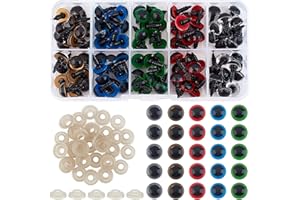 SUPERFINDINGS 16x10 mm Alrededor de 100 Ojos de Muñeca de Resina con 100 Arandelas Ojos de Colores Ojo de Seguridad Ojos Redondos para Manualidades para Muñecas Crochet Juguete