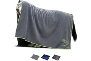 Lucky Paws® Serviette pour chien - Taille géante 140 x 100 cm - Vendeur basé au Royaume-Uni - Serviette en microfibre super absorbante - Séchage rapide - Super douce - Taille géante - Gris/vert
