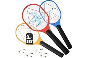 STEPHANS MÖBELBÖRSE 3X Elektrische Fliegenklatsche Doppeltes Sicherheitsnetz batteriebetrieben Mückenklatsche Fliegenfalle Fliegenfänger Insektenvernichter