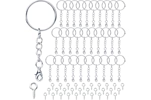 DKBT Anillas Llaveros 60 Unidades Porta Chaves Cadena Argollas para Llaveros Manualidades 30 Keychain 30 Pasadores de Rosca 25 mm Enganches Kit para Hacer Llaveros Resina Fabricación de Joyas