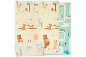 LulluLab Tappeto Gioco Bambini Neonati Pieghevole, reversibile, impermeabile. 180 x 150 x 1. in Schiuma Per Bimbi. Per la Camera del Bambino o della Bambina.