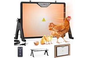 INNOLAND Plaque Chauffante Poussin, 180W Lampe Chauffante Poulailler, Chauffage Poulailler avec Thermostat, 30°C-75°C avec Télécommode, Chauffage pour Poussin Eclairage | Minuteur