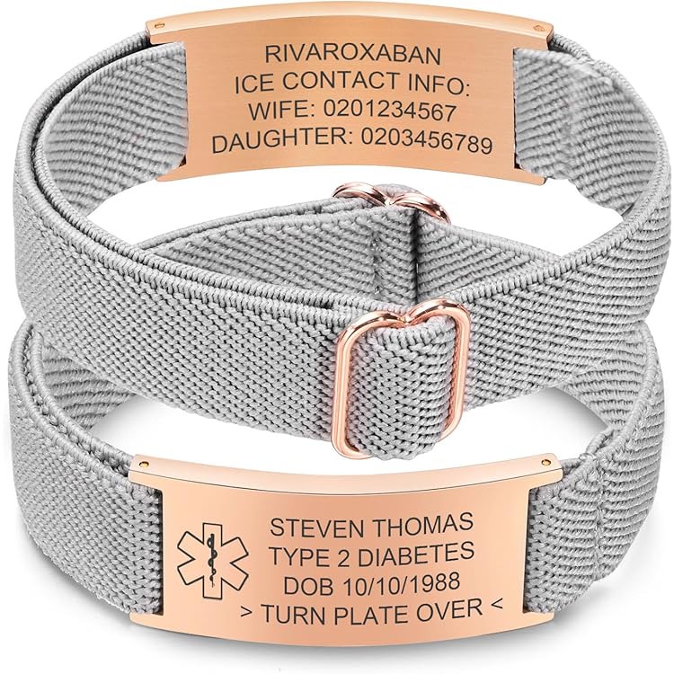 Mens Bracelet Medical Alert Bracelet For Women Adjustable