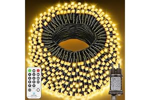‎LYNNON LYNNON LED Lichterkette Außen 15m 500 LED Lichterkette Outdoor Wasserdicht 8 Modi mit Fernbedienung und Timer, Lichterkette Innen für Party Hochzeit Ostern Garten Balkon Weihnachtsbaum deko(Warmweiß)