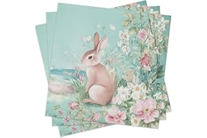 BFB Servietten Ostern 50 Stück Osterservietten 33 x 33 cm Party Papierservietten Tischdekoration Osterhase mit buntgeblümt