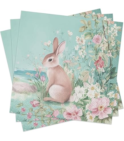 Tovaglioli Di Pasqua A Forma Di Coniglietto - 20 Pezzi, Verde, Decorazione Festa Bambini, Motivo Uova - Foto 8
