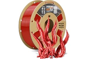 OVERTURE Silk Filament PLA 1.75mm Clog-Free Shiny 3D Printer Filament, 1kg Spool (2.2lbs), Dimensional Accuracy +/- 0.02 mm, Fit Most FDM Printer (Christmas Red)