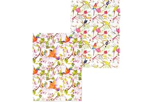 IMPRINT PRESS Imprint Premium Quality Tea Towels | 100% Cotton | Set of 2 Multi-Purpose Kitchen Towel | Soft Absorbent Dish Linen | 50cm x 70cm with Hanging Loop – Apple Blossom, Tropical Floral