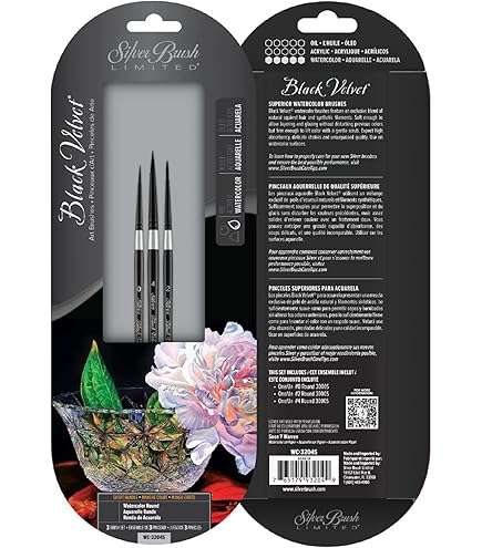 Silver Brushes Black Velvet® 3 Pc Detail Round W/C Set (size