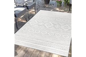 carpet city Tapis d'extérieur pour terrasse - Résistant aux intempéries - 140 x 200 cm - Tapis de balcon gris - Aspect ethnique - Tapis d'intérieur et d'extérieur pour véranda, jardin, cuisine, salle