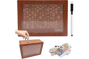 Y.A. LOTUS 9000 Euro Salvadanaio in Legno, Salvadanaio con Contatore, Salvadanaio Riutilizzabile, Salvadanaio per Bambini e Adulti