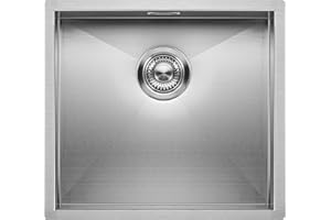 Kitchen Sink Mizzo Quadro 45-40 | 1.2mm Thick Stainless Steel Single Bowl with Satin Finish | Straight Corners Zero Radius Basin | 60cm Cabinet | Undermount Flushmount or Topmount Installation