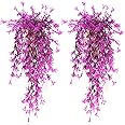 2 Pièces Fausse Plante Lierre Artificiel Avec Roses Rouges - Plante Suspendue Extérieur & Intérieur 80cm - Décoration Murale